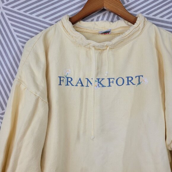 Vintage 90s Sweatshirt One Size Medium Large Frankfort Michigan Yellow Up North - Picture 2 of 7